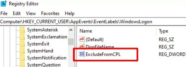Double-click the ExcludefromCPL.reg file in the registry.