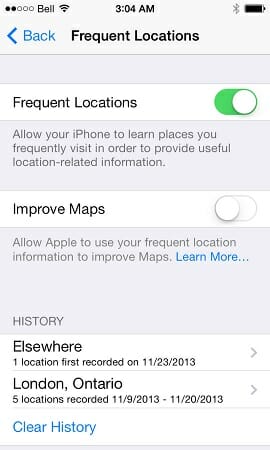 see the "History" page. You will find it under "Frequent Locations."
