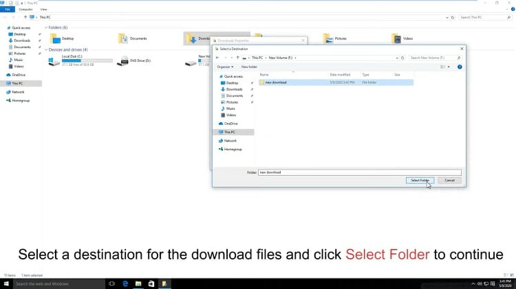 click on the ‘Select Folder’ option.