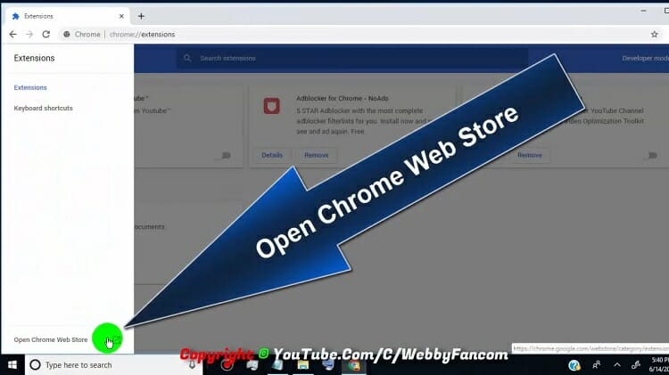 you will see the ‘open Chrome Web Store’ option. Click here to open the store.