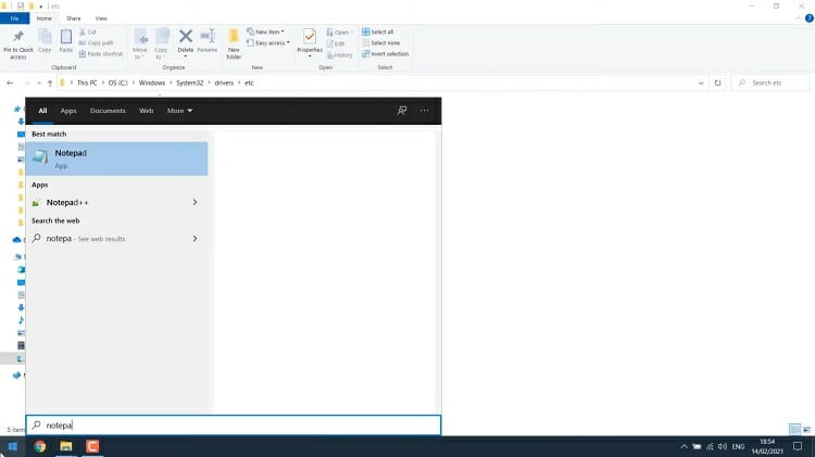 search for Notepad and open the app.