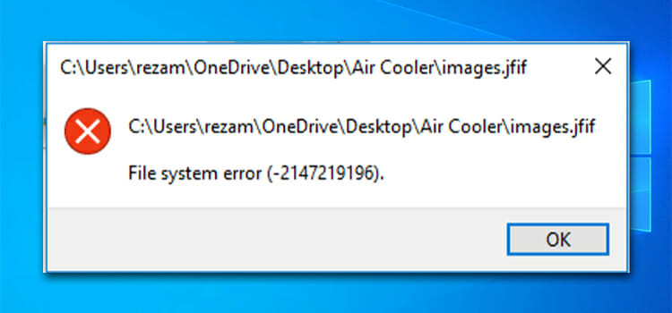 file system error -2147219196