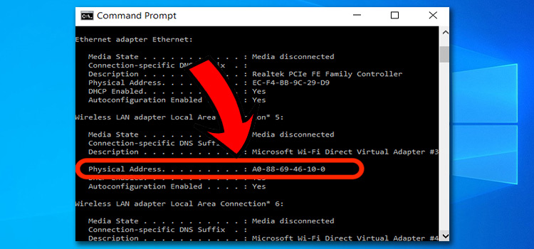 what command to find mac address on pc what command to find mac address on pc