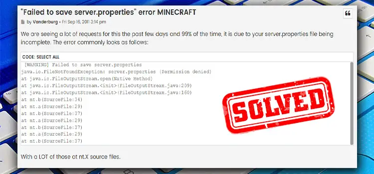 Minecraft Server Failed To Save Server.Properties