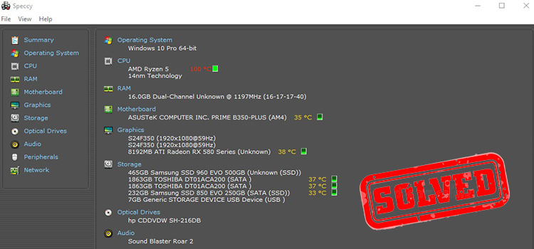 Speccy CPU Temp High