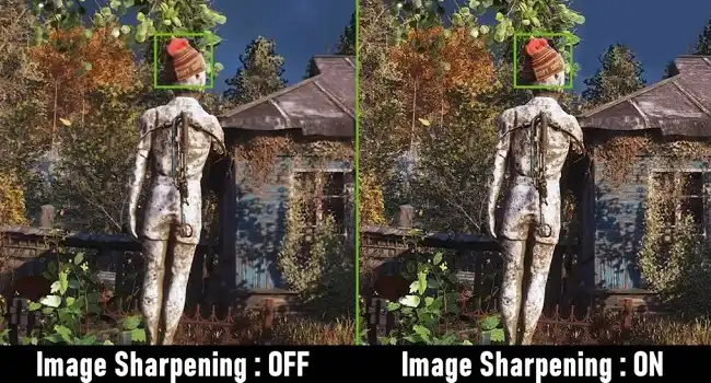 Before and after sharpness turned on monitor