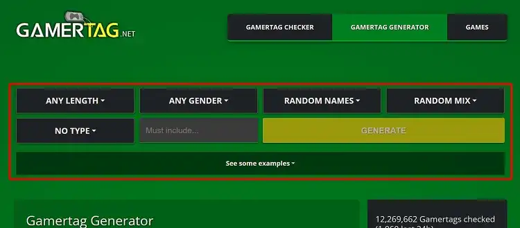 Customize and generate Gamertag