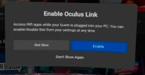 Enable Oculus Link on Oculus Quest 2