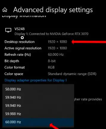 resolution refreshrate mismatch